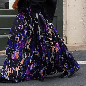 Vintage Crumpled Design Sense Niche Floral Skirt