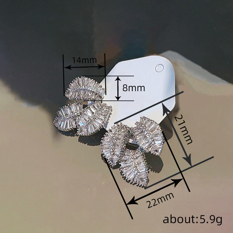 Leaves Shiny Zircon Ornament Fashion Elegant Personality Design