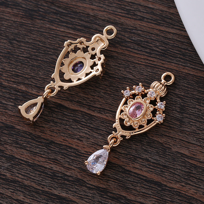 Micro Inlaid Zircon Exquisite Crown Hollow Water Drop-shaped Small Pendant