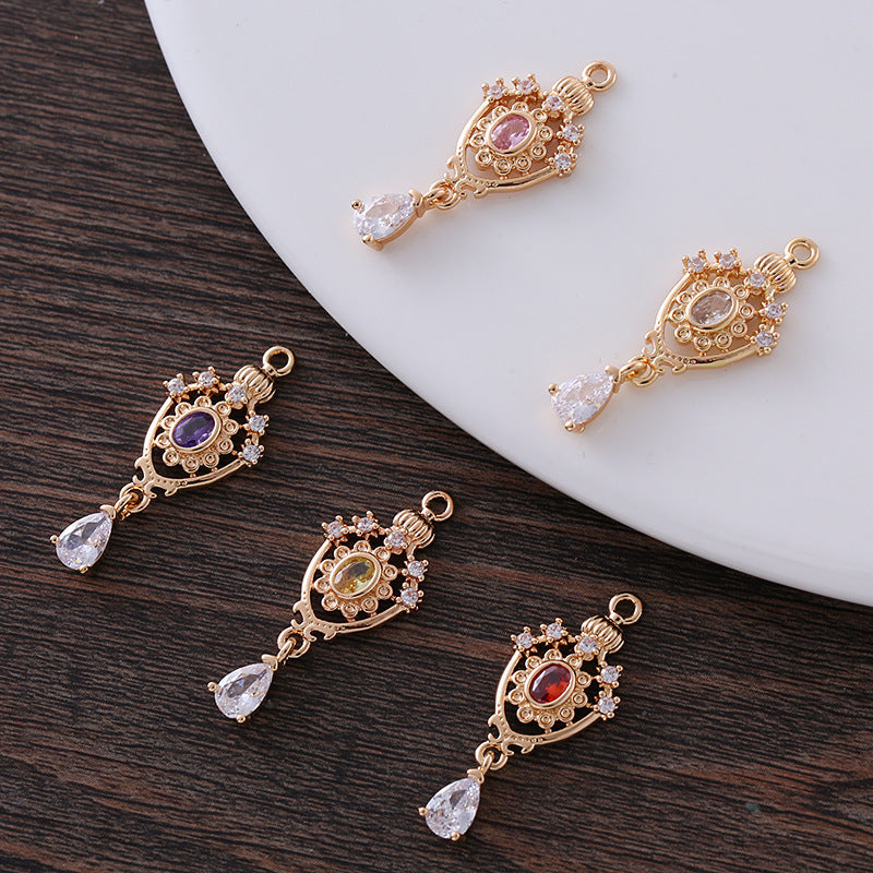 Micro Inlaid Zircon Exquisite Crown Hollow Water Drop-shaped Small Pendant