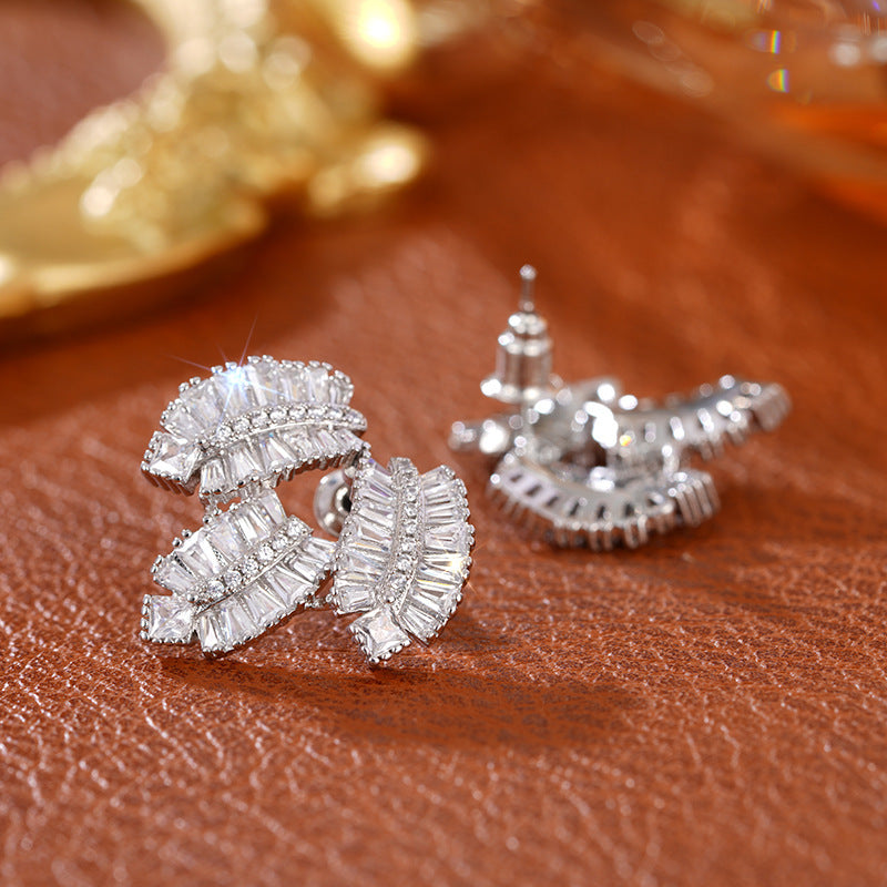 Leaves Shiny Zircon Ornament Fashion Elegant Personality Design
