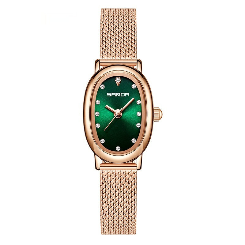 Women's European And American Watch Quartz Leather Steel Belt Waterproof