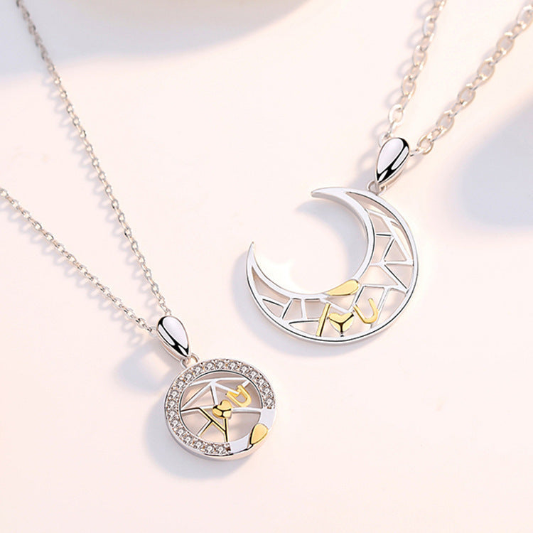 Sun Moon Tooth Couple Necklace For Men And Women