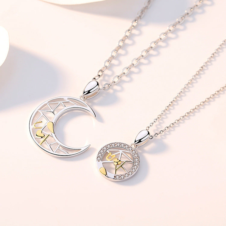 Sun Moon Tooth Couple Necklace For Men And Women