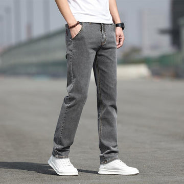 Autumn Smoky Gray Jeans Men's Trendy All-matching