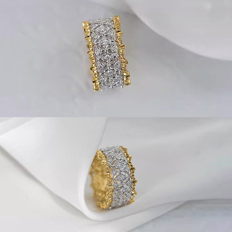 Women's All-match High-grade Two-tone Zircon Ring