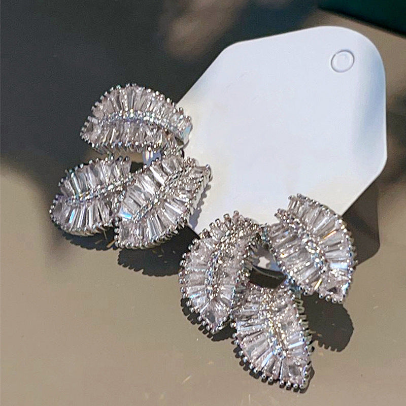 Leaves Shiny Zircon Ornament Fashion Elegant Personality Design