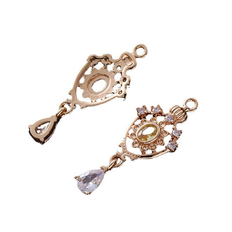 Micro Inlaid Zircon Exquisite Crown Hollow Water Drop-shaped Small Pendant