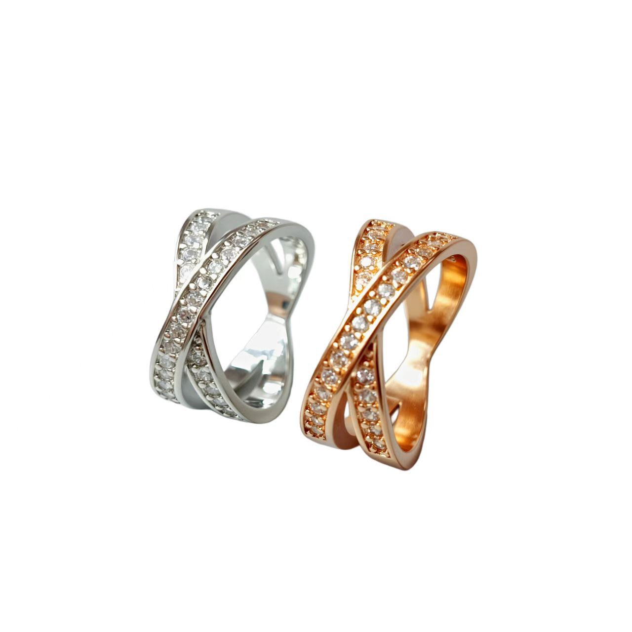 European And American Metal Cross Micro-inlaid Zircon Ring