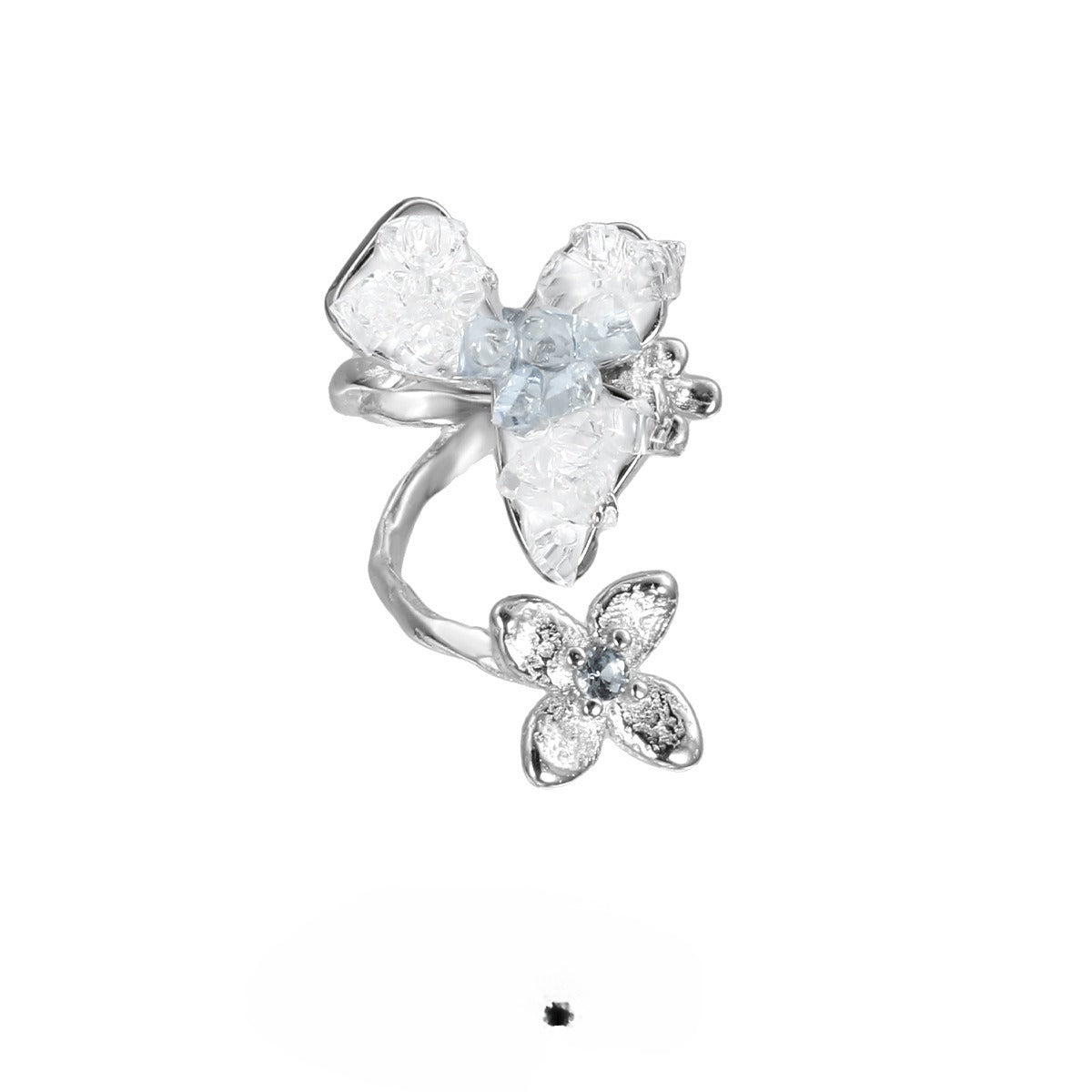 Light Luxury Diamond In The Debris Personality Blue Flower Ear Clip