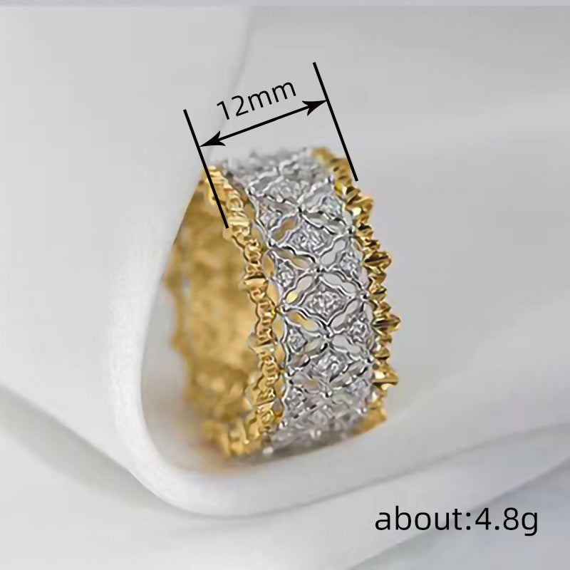 Women's All-match High-grade Two-tone Zircon Ring