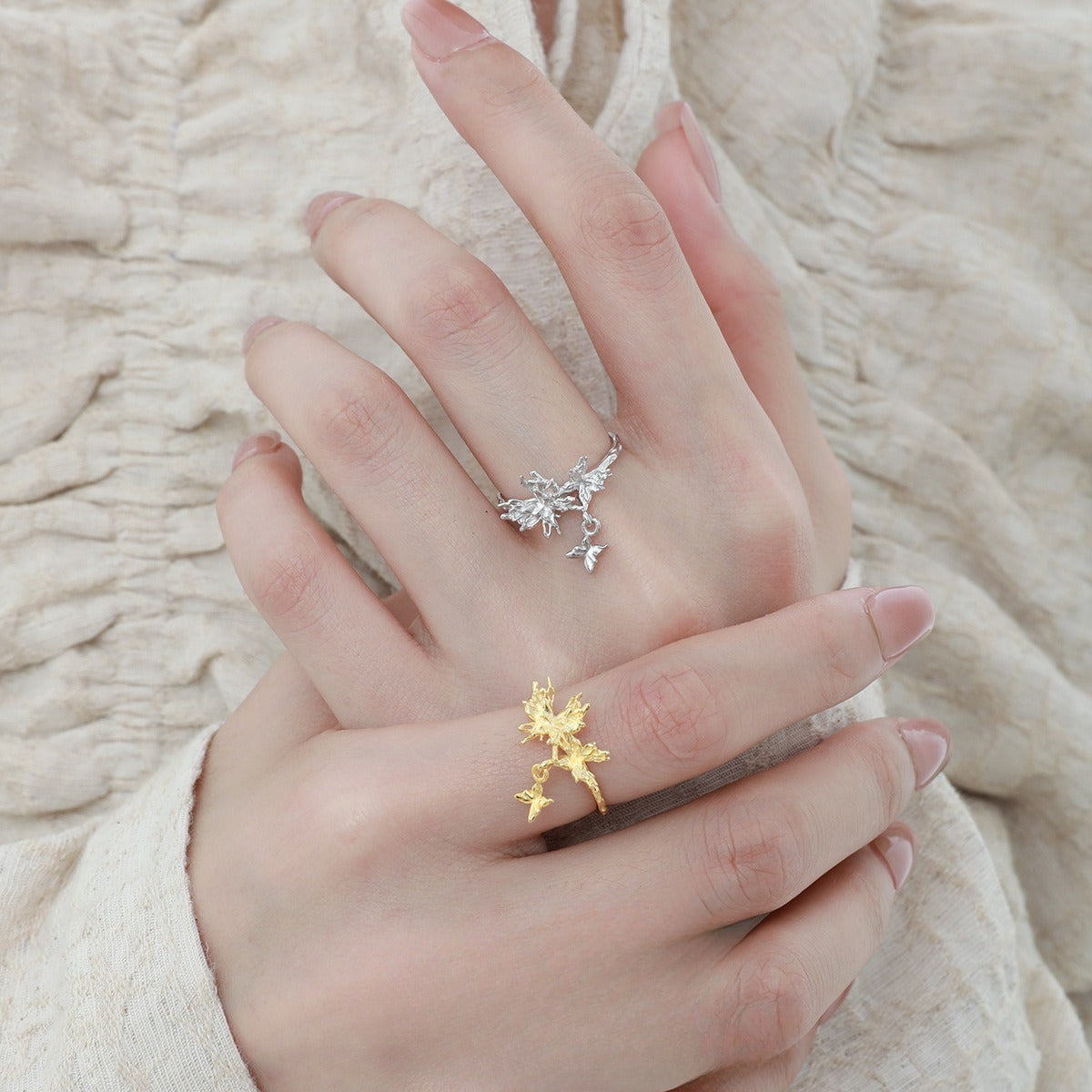 Niche Personality Silver Earrings Ins High-grade Temperament Wild Butterfly Ring