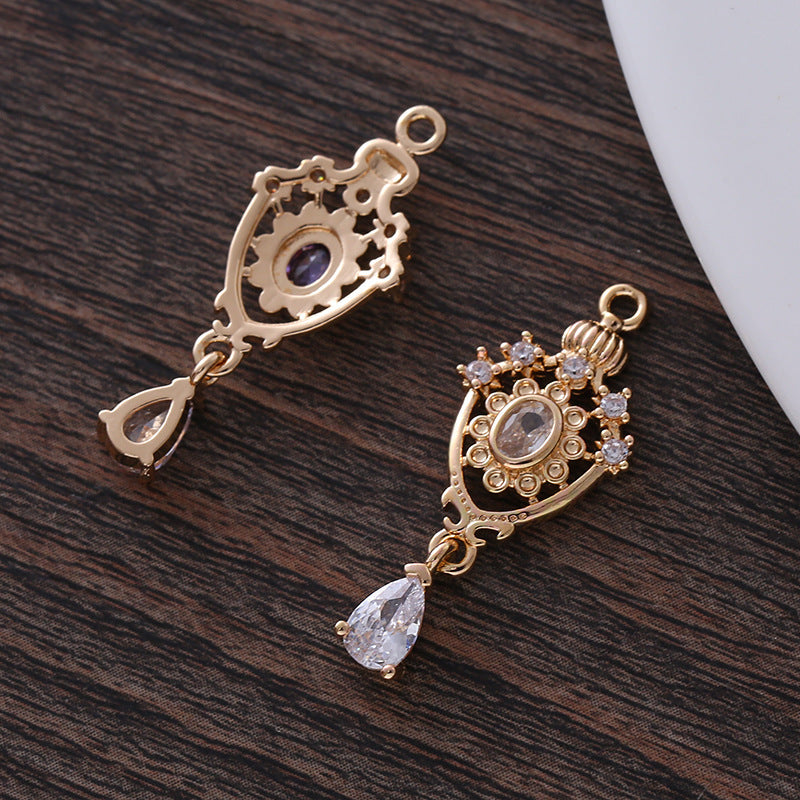 Micro Inlaid Zircon Exquisite Crown Hollow Water Drop-shaped Small Pendant