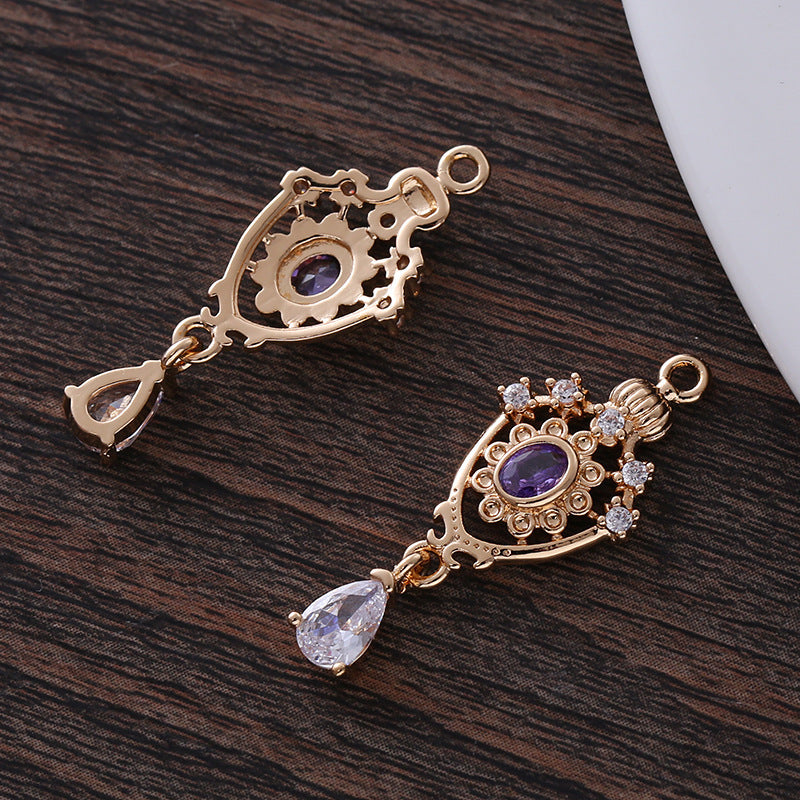 Micro Inlaid Zircon Exquisite Crown Hollow Water Drop-shaped Small Pendant