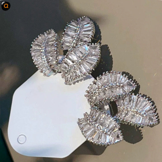 Leaves Shiny Zircon Ornament Fashion Elegant Personality Design
