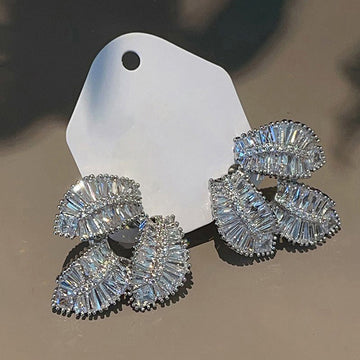 Leaves Shiny Zircon Ornament Fashion Elegant Personality Design